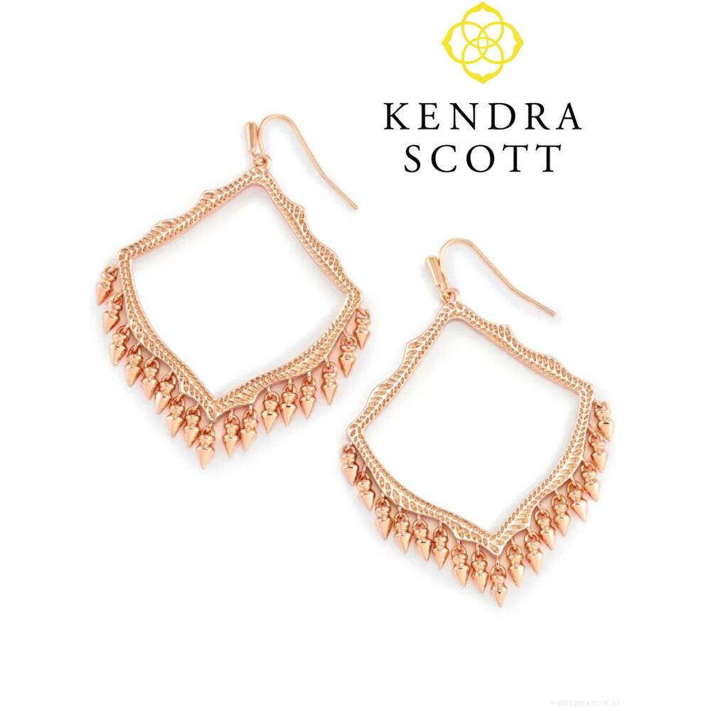 NWOT Kendra Scott Lacy Rose Gold Drop Earrings